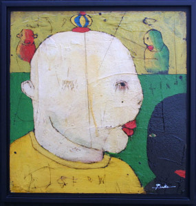in black shadowbox frame