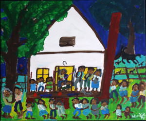 "Sunday Night At Grandma's" d. 1995 by Woodie Long acrylic on canvas wrap 20" x 24" x 1.25" $1600 #10299