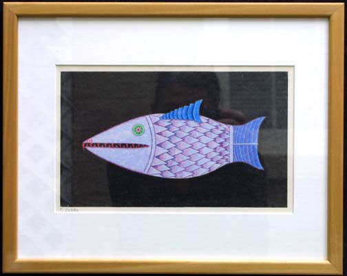 "Fish" by David Zeldis c.1981, colored pencil on paper, 6" x 10", in artist's frame 4 ply mat  $9500 (10436)
