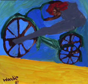 "Biker", acrylic on paper, 12" x 12.5", $725 (10565)