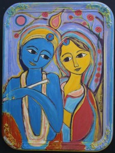 "Krishna and Radha" 2012 by Eric Legge acrylic on found wood object 31.25" x 23.25" $625