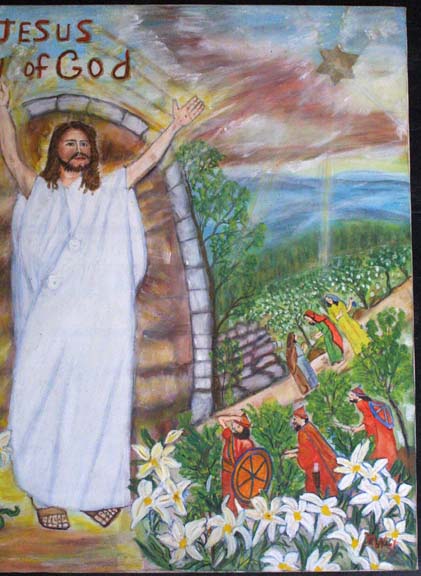 detail "Jesus, Son of God" c. 1992 by Myrtice West oil on canvas 30" x 39.75" x 1.25" unframed $3000 #10997