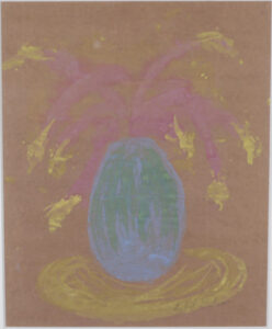 "Cactus"by Sybil Gibson, tempera on paper, 20.2" x 16.75" in 8 ply white mat with narrow ornate bronze frame $800 #2806