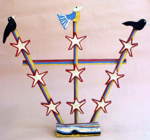 "Construction with Birds and Stars" c. 1986 by James Harold Jennings provenance Hemphill Collection 26" x 30.5" x 5.25"deep painted, carved wood $1200 #6109