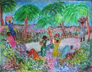 "In the Garden" c. 2003  by Elmira Wade  watercolor on poster paper  22" x 28" unframed  $1700  #7328