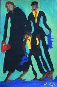 "Sunday" acrylic on paper in black frame 19" x 12" $1170 (8020)