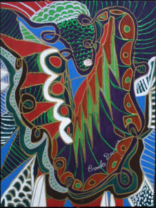 A colorful painting of an eagle wings
