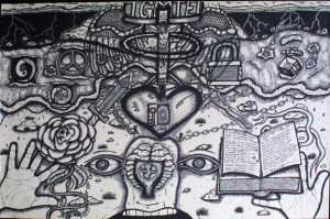 "Forgiveness" by William Sezah permanent ink on heavy paper 36" x 23.5" $375 unframed #11172