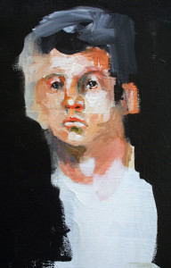 detail  "Park Portrait II" acrylic on canvas 11" x 14" 	in floater frame, natural wood side 15" x 12" x 1.5" 	$600   #11346 