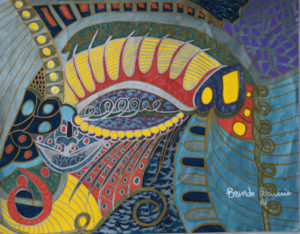 A visonary painting by Brenda Davis that she called an eye shield