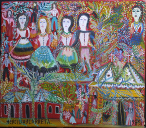 "La Muncca" dated 1984 by Hercillia Ilarreta acrylic on canvas 31.75" x 27.5" $5000 #11327
