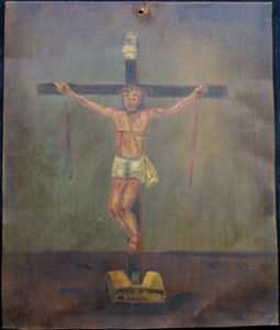 Retablo: "Precious Blood of Jesus" by anonymous Mexican artist oil paint on tin 13.5" x 10.5" $600 #11772