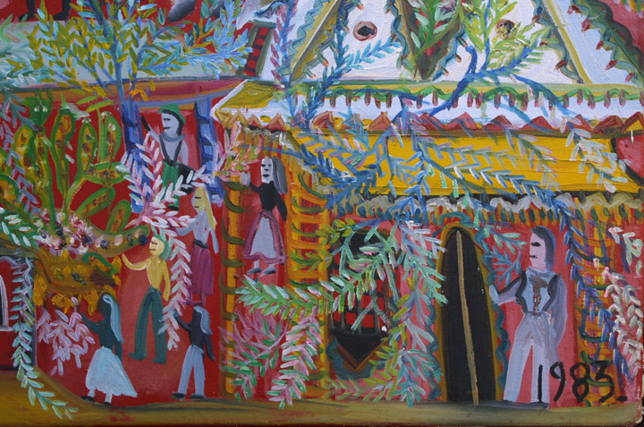 detail "La Muncca" dated 1984 by Hercillia Ilarreta acrylic on canvas 31.75" x 27.5" $5000 #11327