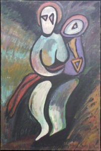 Anonymous "Mama Holding her Baby" acrylic on canvas 36" x 24" $250 #11726