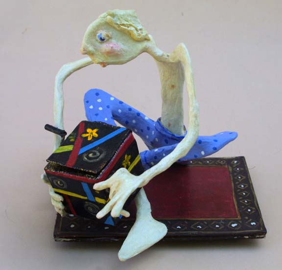 "Child" 2008 by Hope Atkinson (from Archetype series) acrylic on papier mache with found objects $550 #9618