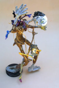 "Addict" 2008 by Hope Atkinson (from Archetype series) 13.5" x 8" x 8" acrylic on papier mache with found objects $480 #9627