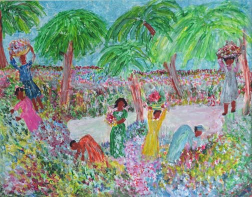 "In the Garden" c. 2003  by Elmira Wade  watercolor on poster paper  22" x 28" unframed  $1700  #7328