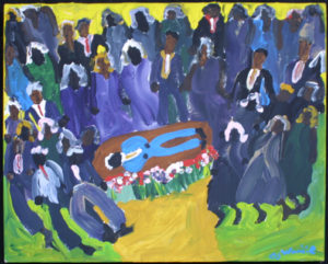 Painting of a burial (by Woodie Long)