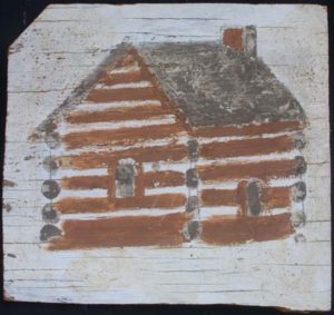 Another painting of a log house (by Jimmie Lee Sudduth)