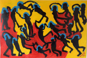 Painting of people dancing (by Woodie Long)