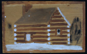“Log Cabin” 1993 by Jimmie Lee Sudduth mud, soot on wood - 12590