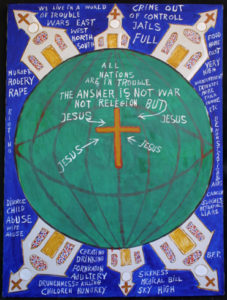 “The Answer Is Jesus” c. 1986 by B. F. Perkins acrylic paint on canvas - 12656