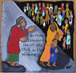 Painting of Abraham abandoning Hagar and child