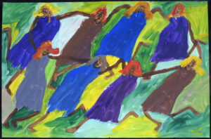 “All Around the Mulberry Bush” dated 8/07 by Woodie Long acrylic paint on paper - 12852