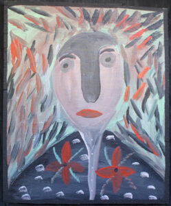 Nall c. 1988 attributed to Mose Tolliver house paint on wood 32.5" x 27" $1400 #12869