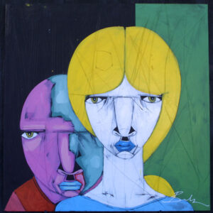 "Box Logic" by Michael Banks acrylic and mixed media on wood 24" x 23.75" unframed $600 #12993