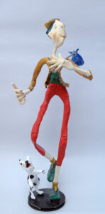 "Fool" by Hope Atkinson (from Archetype series) acrylic on papier mache with found objects 16" x6.5" x6" $1000 #12735