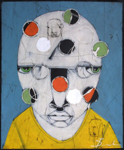 "Bewildered" by Michael Banks acrylic, mixed media on wood unframed 24" x 20" $500 #13040
