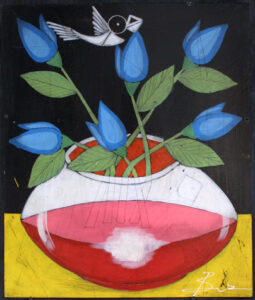 "Candle" by Michael Banks acrylic, mixed media on wood 24" x 20.25" in black shadowbox frame $600 #13042