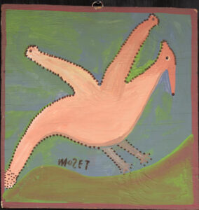"Bird" c. 1985 by Mose Tolliver paint on wood 17 1/2" x 17" $1400 #13058
