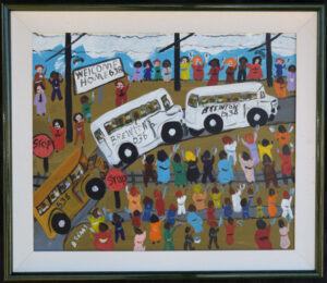 “Welcome Home Troops” c. 1992 by Bernice Sims acrylic paint on canvas - 13088