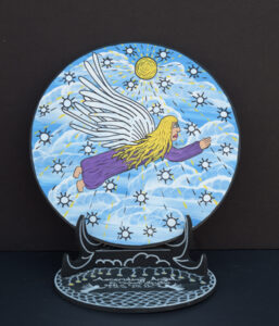 Ascending Angel on Stand by Michael Finster (2 pieces) marker on paper 9" x 9" Round $350 #13099