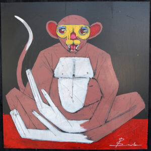 "Oz" by Michael Banks acrylic on wood panel 24" x 24" in black shadowbox frame $500 #13122