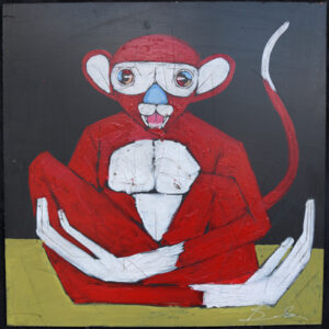 “Monkeying Around” by Michael Banks acrylic paint on wood panel - 13128