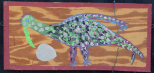 "Pico Bird / Tree of Life" c. 1976 by Mose Tolliver 2- sided- plain wood bkg/signed LL oil paint on plywood 17" x 8" $3500 #13182