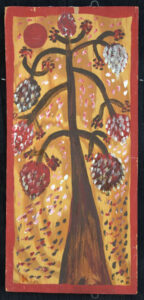 "Pico Bird / Tree of Life" c. 1976 by Mose Tolliver 2- sided- plain wood bkg/signed LL	oil paint on plywood	17" x 8"	 $3500 #13182