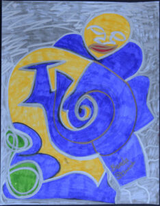 "The Clouds and the Sun Love Each Other" by Brenda Davis permanent marker on paper 11" x 14" unframed $350 #13154