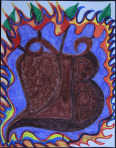"Burning with My Initials" by Brenda Davis permanent marker on paper 11" x 14" unframed $350 #13157