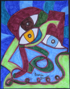 "All Eyes On You - They are Shields Too" by Brenda Davis permanent marker on paper 11" x 14" unframed $475 #13160