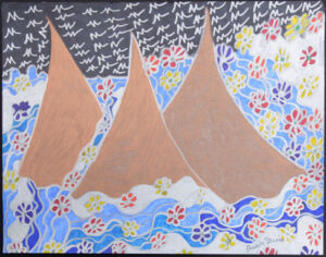 "My Spirit Is Free Around the Pyramids" by Brenda Davis permanent marker on paper 11" x 14" unframed $350 #13166