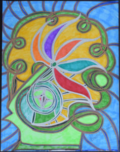 "The Vine of Love" (This Vine Grows and Produces Love of All Colors) by Brenda Davis permanent marker on paper 11" x 14" unframed $350 #13172