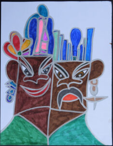 "King and Queen II" by Brenda Davis permanent marker on paper 11" x 14" unframed $350 #13174