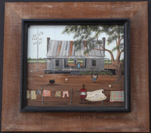 "Wash Day" by Jean Lake oil on masonite 12.25" x 14.25" in handmade frame $2800 #13188