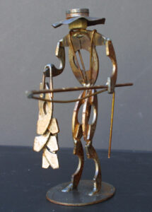 "Fisherman" by Ray Bellew welded found materials 9" x 4" x 8.5" $300 #13193