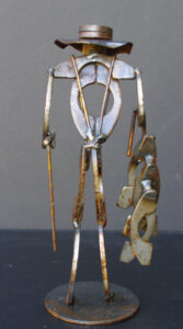 "Fisherman" by Ray Bellew welded found materials 9" x 4" x 8.5" $300 #13193
