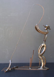 "Fisherman" by Ray Bellew welded found metals 25.5" x 8" x 19" $600 #13194